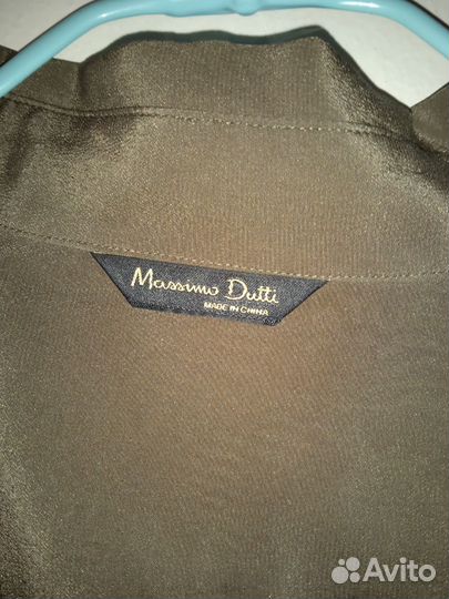 Рубашка хаки Massimo Dutti 38 EU шелк