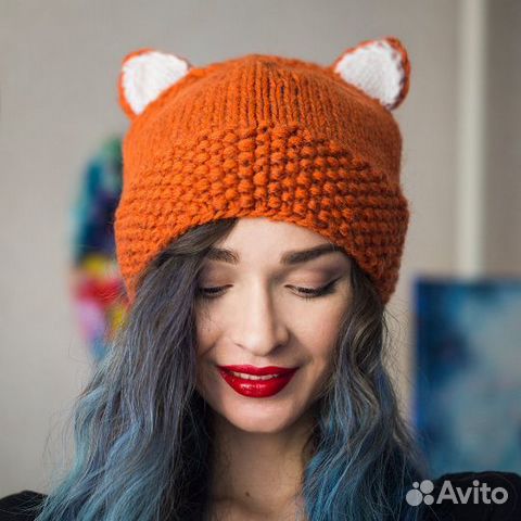 Шапка с ушками, шапка кошка, уши кошки, уши лисы