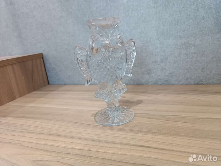 Сова хрустальная подсвечник