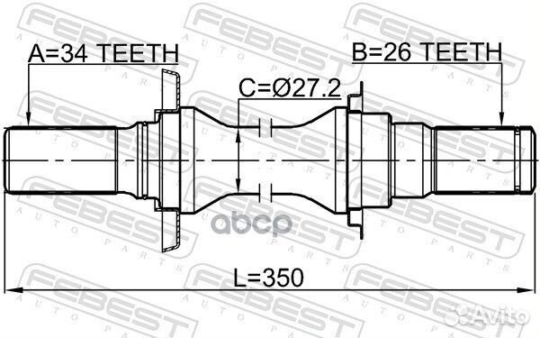 Полуось правая 34X350X26 chevrolet epica (V200)