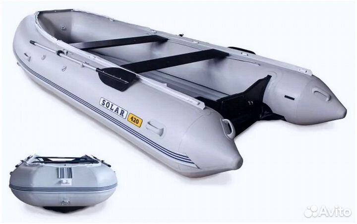 Лодка надувная моторная solar-420 K (Серый)