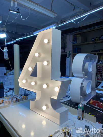 Объемная световая цифра, цифры и буквы