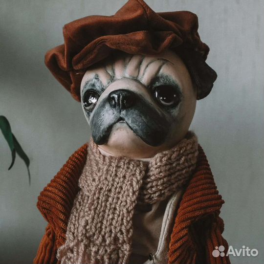 Мопс. Авторская кукла ручной работы
