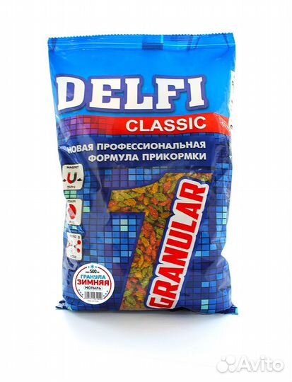 Прикормка delfi зимняя гранула (мотыль 500 г)