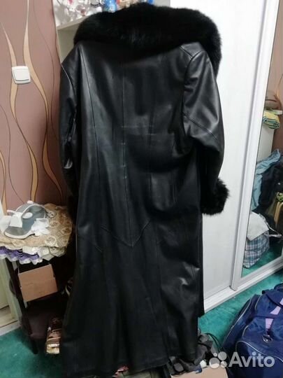 Кожаный плащ женский длинный СССР