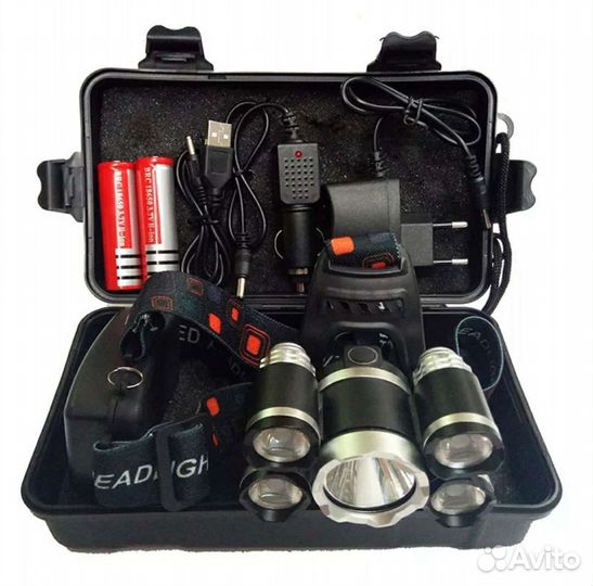 Налобный фонарик T6 5 led комплект