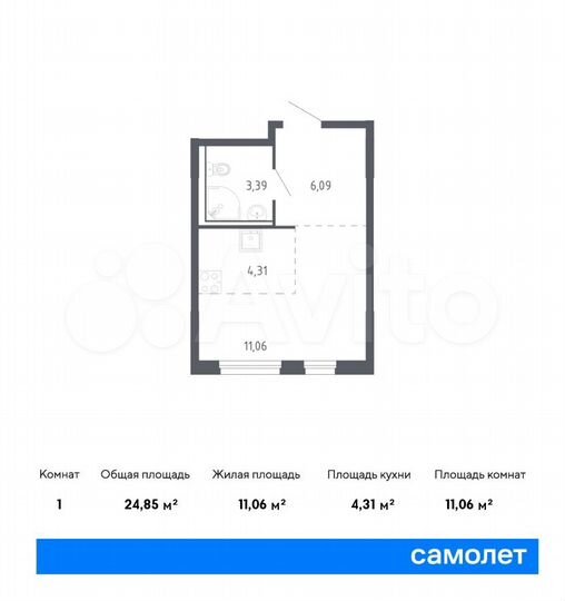 Квартира-студия, 24,9 м², 17/17 эт.