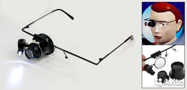 Микроскоп, Лупа 20x на очковой оправе новая