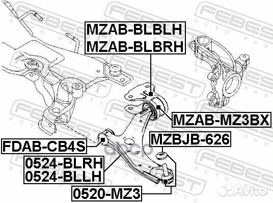 Сайлентблок рычага подвески mzab-blbrh Febest