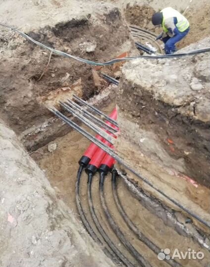 Прокладка кабеля,Монтаж муфт,Электромонтаж