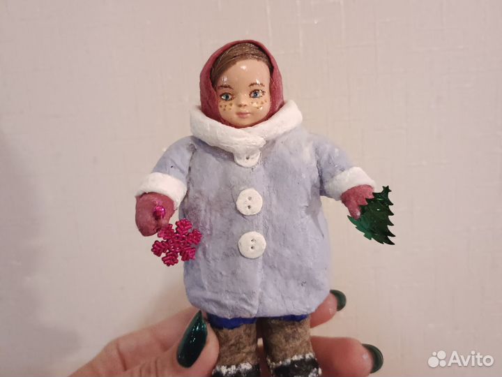 Новогодняя ватная елочная игрушка