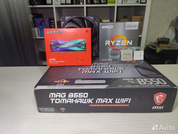 Комплект Ryzen 7 5800x3d+b550 wifi+32gb ddr4+кулер