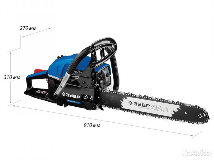 Бензопила зубр 45 см, Проффесионал (ПБЦ-490 45дп)