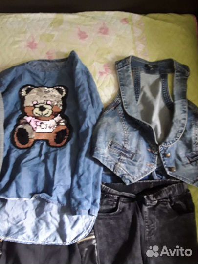 Пакет одежды на 10-11 лет джинсы,ветровка,джинсовк