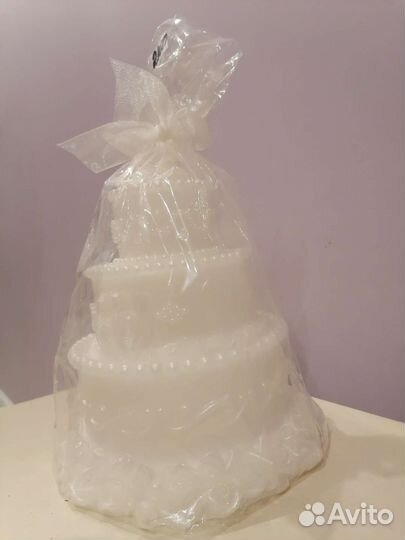 Свеча свадебный торт белая 18 см