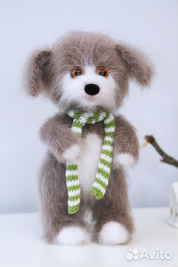Собачка Пушок вязаная игрушка ручной работы