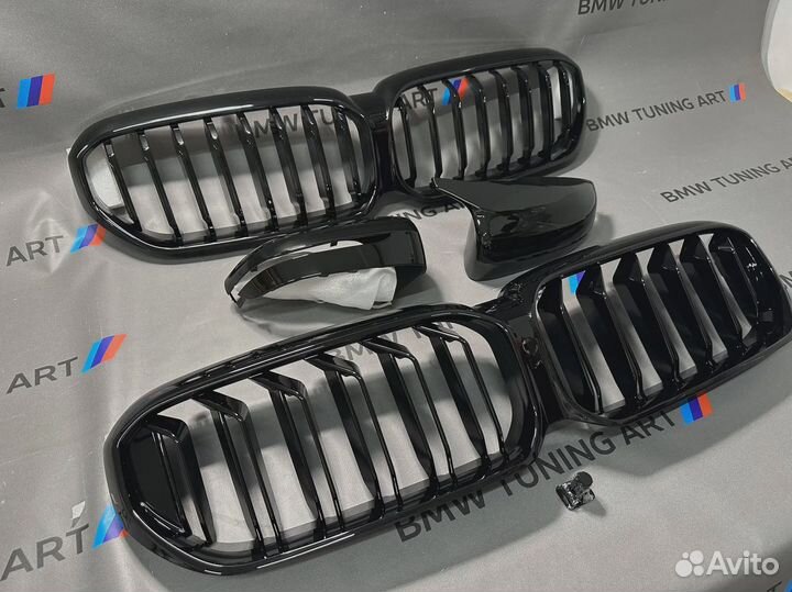 Решетка радиатора рест + накладки зеркал bmw 5 g30