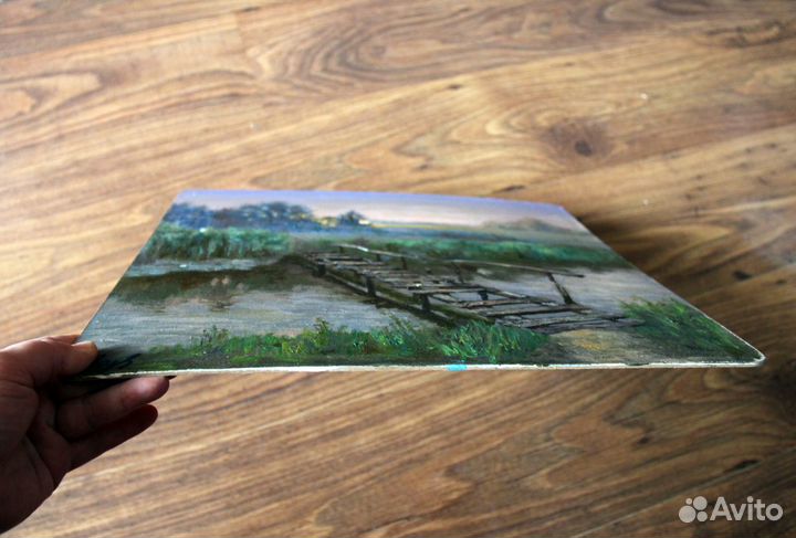 Картина Деревенский Пейзаж Мост через реку