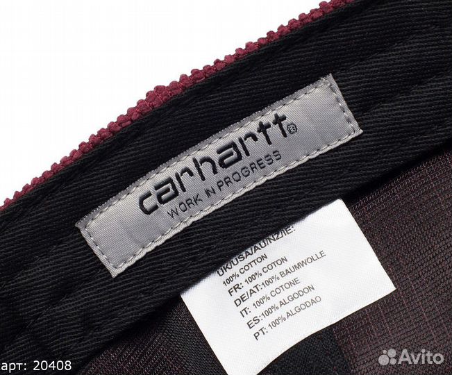 Кепка carhartt вельвет бордовая