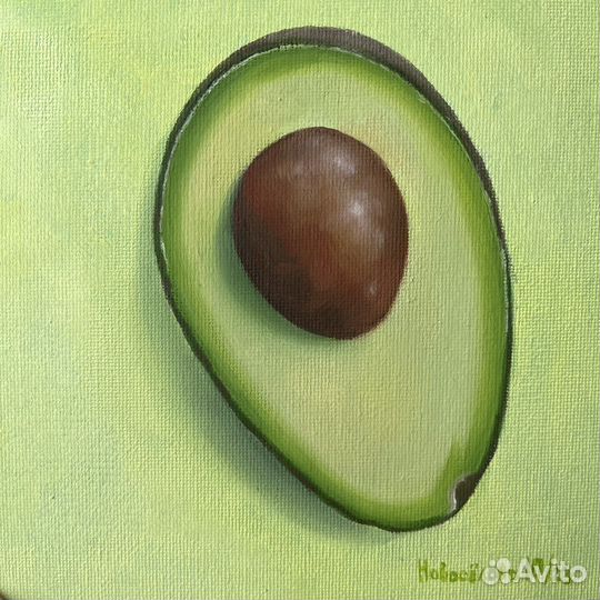 Три картины 15х15 авокадо яблоко груша