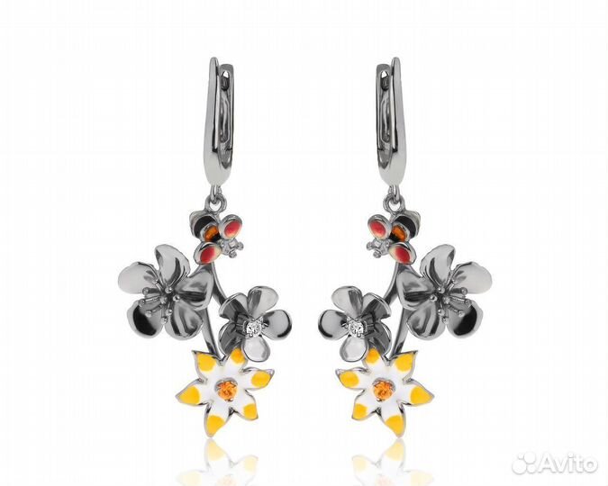 Золотые серьги с сапфирами 0.08ct Roberto Bravo