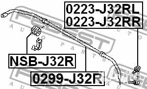 Тяга стабилизатора задняя правая, febest 0223J32RR
