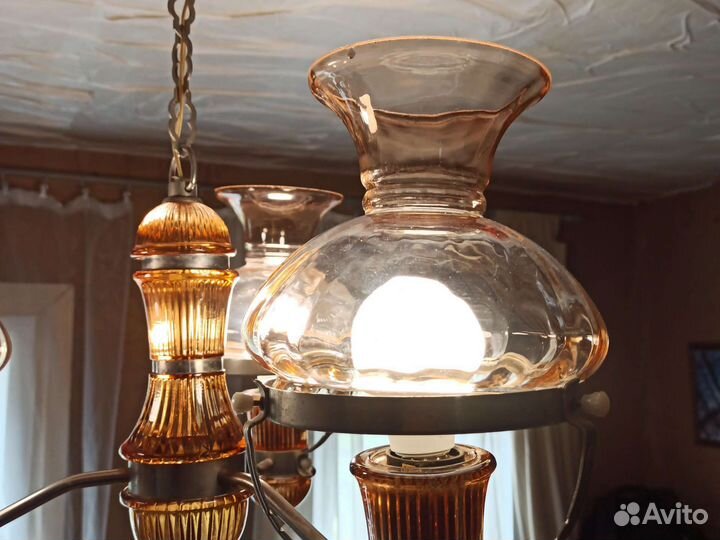 Люстра СССР керосинка карамельное стекло плафон