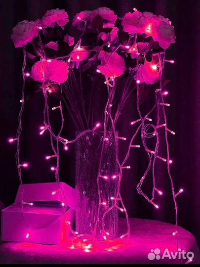 Гирлянка розовая 5м, 50 ламп