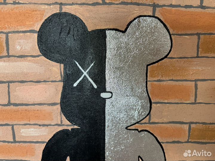 Картина 50х40 Bearbrick kaws на холсте