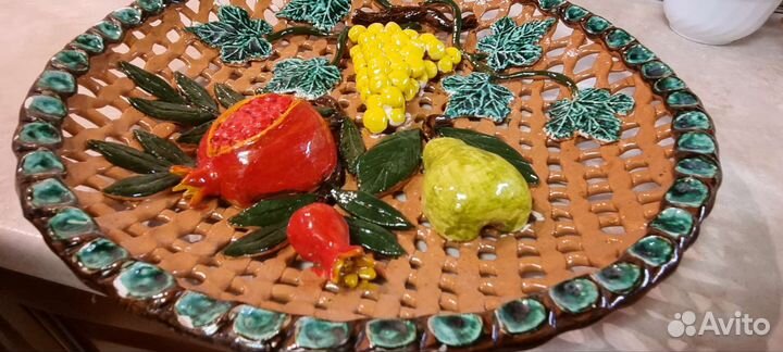 Тарелка декоративная глина