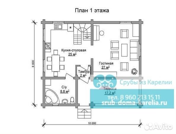 Сруб дома из бревна