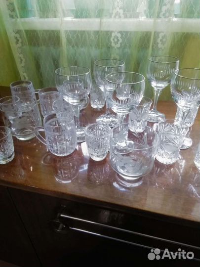 Бокалы, фужеры, рюмки хрустальные