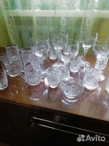 Бокалы, фужеры, рюмки хрустальные