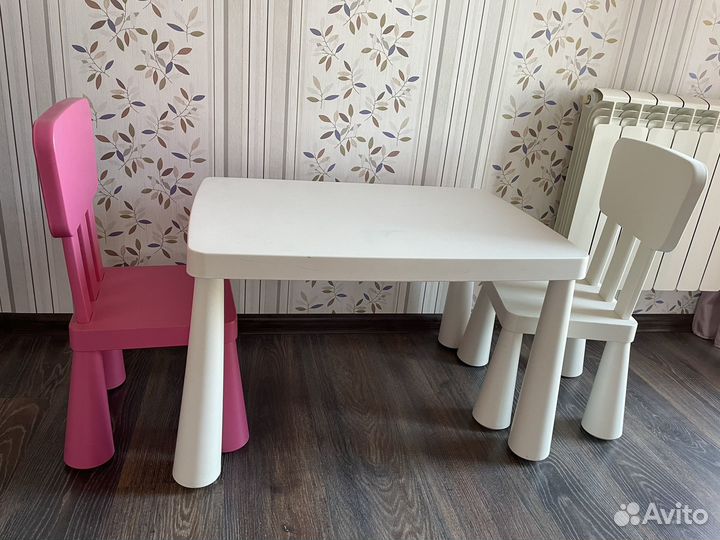 Детский стол и стул IKEA mammut маммут