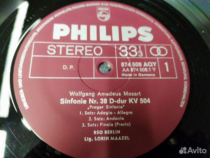 Моцарт симфонии 38 39 40 41 винил Германия