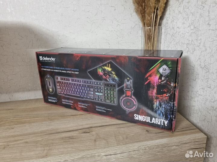 Игровая клавиатура+мышь+Гарнитура+коврик Defender