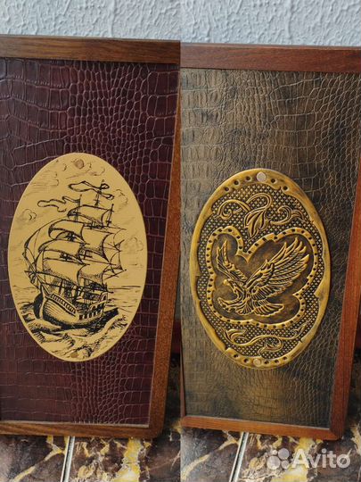 Нарды ручной работы дерево кожа Парусник Орёл