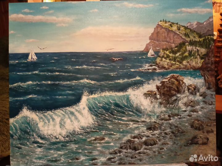 Картина акрилом на холсте 40х50 в рамке