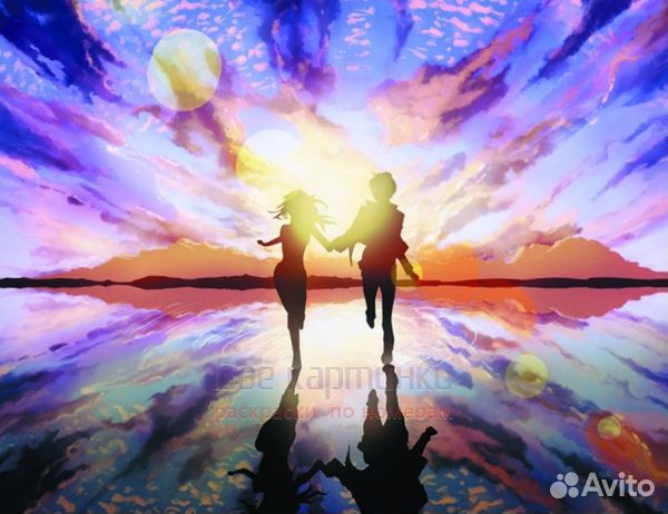 Алмазная мозаика 40x50 Пробежка по пляжу на закате
