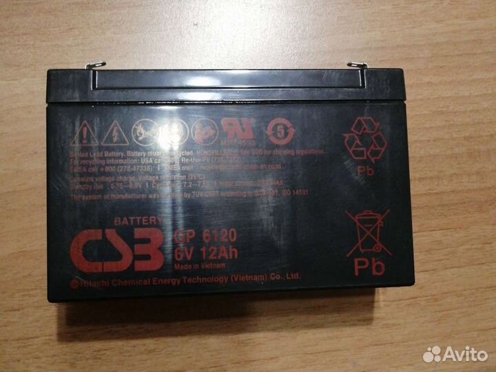 Аккумулятор 6 V, 12 а/ч