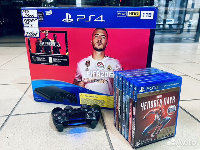Sony PS4 slim 1tb + игры гарантия +коробка