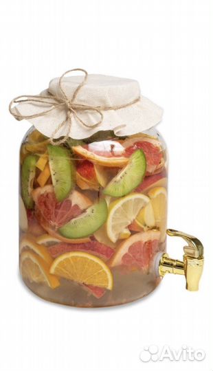 Банка новая для напитков с дозатором (стекло)