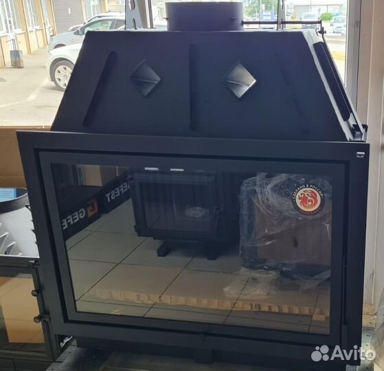 Каминная топка Альфа 1000B черный шамот Новинка