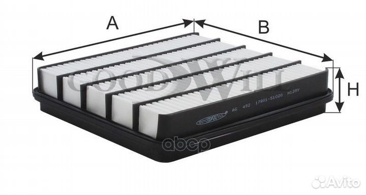 Фильтр воздушный toyota land cruiser 4.5D goodw