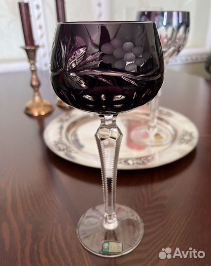 Бокалы цветной хрусталь, винтаж, Германия