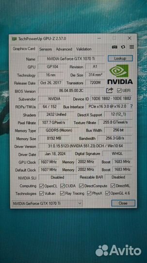 GTX 1070ti-8GB Palit Dual