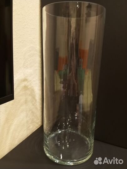 Ваза большая напольная стекло H50,D20 цилиндр