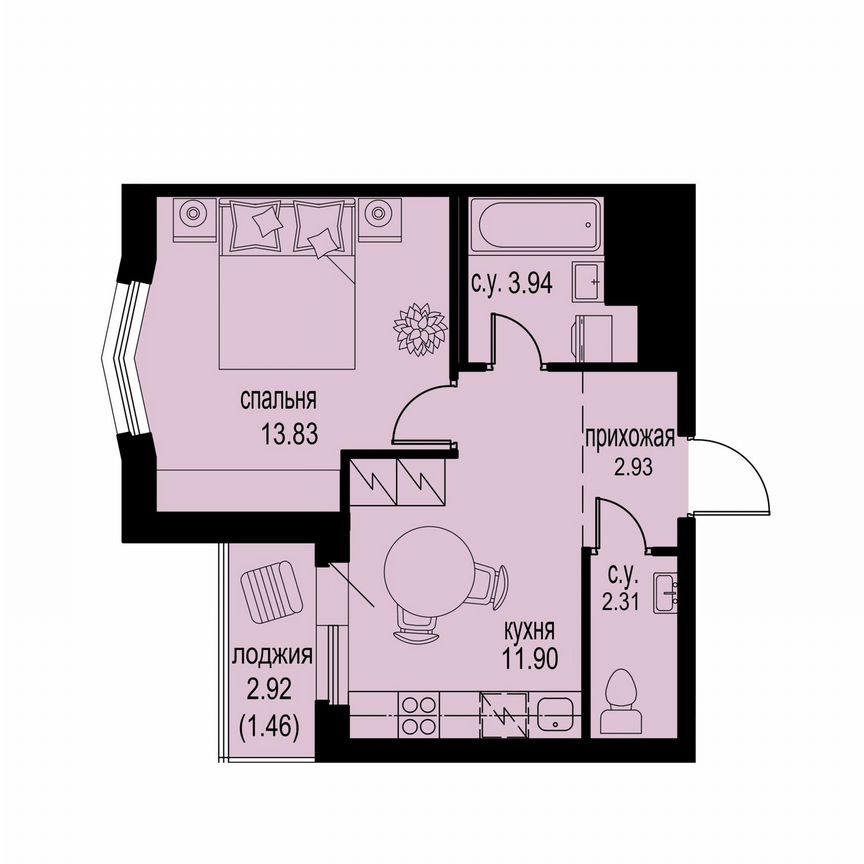 1-к. квартира, 36,4 м², 2/12 эт.