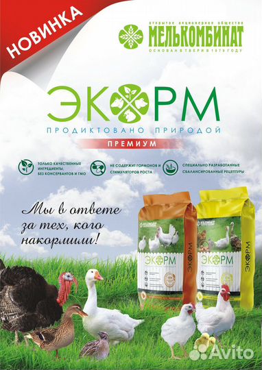 Комбикорм Экорм для кур несушек бройлеров