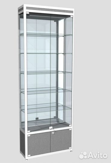 Витрина стеклянная с каркасом из металла 